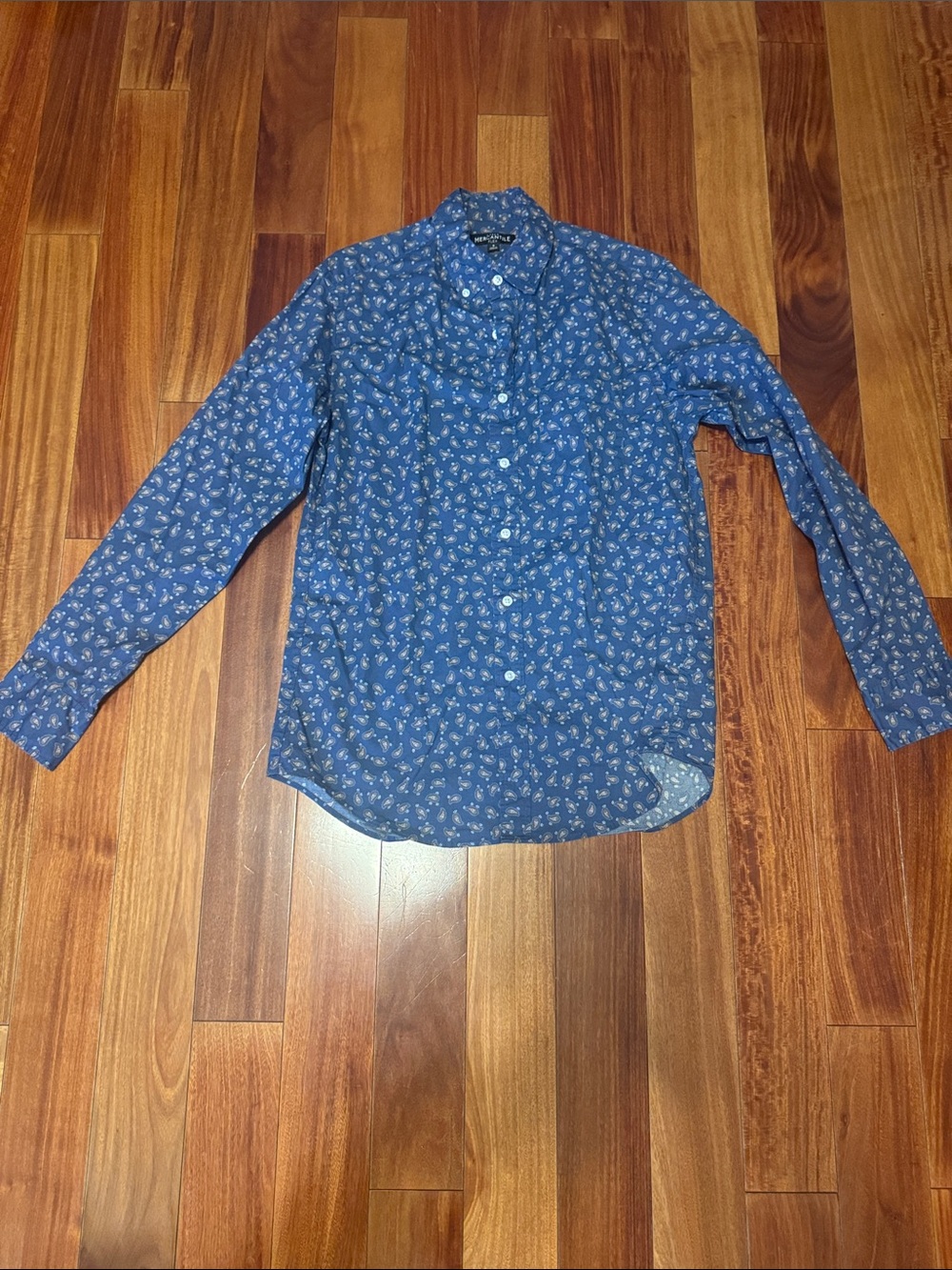 Men's Blue Floral Button-Up Shirt